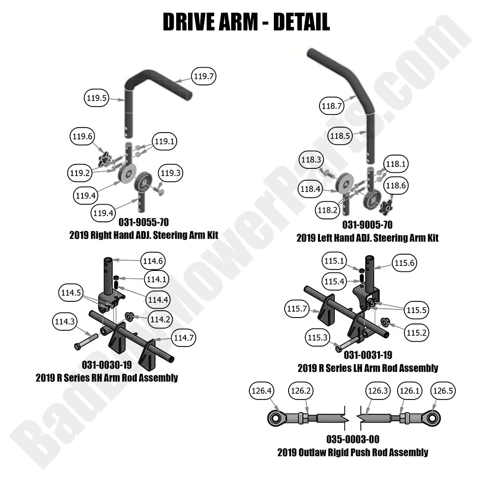 1937 - Bad Boy Mower Parts Lookup > 2019 > Rebel > Drive Arm - Detail